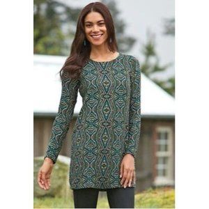 Prana Dress Green CeCe Shift Dress Aztec Bohemian Tribal Midi Womens Small S